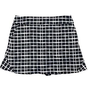 Coral Bay White Black Grid Print Skort Womens L Pull‑On